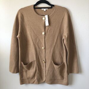 J. Crew Giselle Sweater Blazer Womens Small Gold Button Wool Blend Pockets BO154